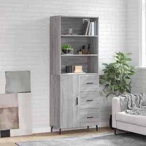 vidaXL Buffet haut Sonoma gris 69,5x34x180 cm Bois d'ingénierie pas cher