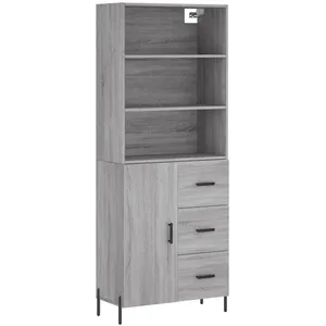 vidaXL Buffet haut Sonoma gris 69,5x34x180 cm Bois d'ingénierie pas cher