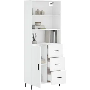 vidaXL Buffet haut Blanc 69,5x34x180 cm Bois d'ingénierie pas cher