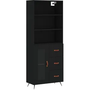 vidaXL Buffet haut Noir 69,5x34x180 cm Bois d'ingénierie pas cher