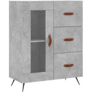 vidaXL Buffet haut Gris béton 69,5x34x180 cm Bois d'ingénierie pas cher