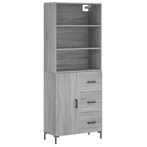 vidaXL Buffet haut Sonoma gris 69,5x34x180 cm Bois d'ingénierie pas cher