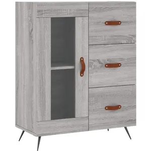 vidaXL Buffet haut Sonoma gris 69,5x34x180 cm Bois d'ingénierie pas cher