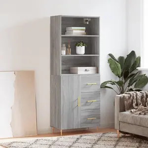 vidaXL Buffet haut Sonoma gris 69,5x34x180 cm Bois d'ingénierie pas cher