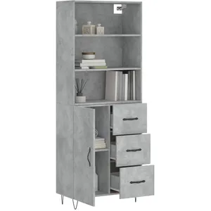 vidaXL Buffet haut Gris béton 69,5x34x180 cm Bois d'ingénierie pas cher