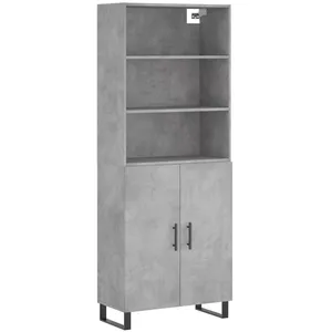 vidaXL Buffet haut Gris béton 69,5x34x180 cm Bois d'ingénierie pas cher