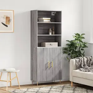 vidaXL Buffet haut Sonoma gris 69,5x34x180 cm Bois d'ingénierie pas cher