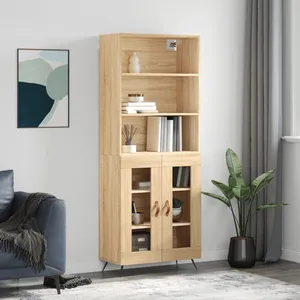 vidaXL Buffet haut Chêne sonoma 69,5x34x180 cm Bois d'ingénierie pas cher