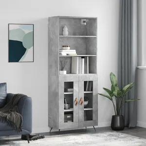 vidaXL Buffet haut Gris béton 69,5x34x180 cm Bois d'ingénierie pas cher