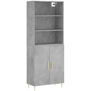 vidaXL Buffet haut Gris béton 69,5x34x180 cm Bois d'ingénierie pas cher
