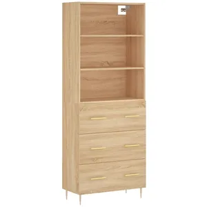 vidaXL Buffet haut Chêne sonoma 69,5x34x180 cm Bois d'ingénierie pas cher