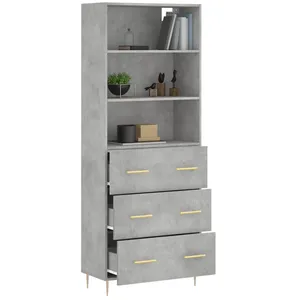 vidaXL Buffet haut Gris béton 69,5x34x180 cm Bois d'ingénierie pas cher