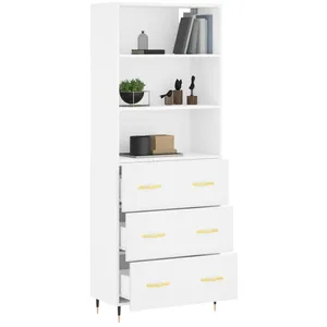 vidaXL Buffet haut Blanc 69,5x34x180 cm Bois d'ingénierie pas cher