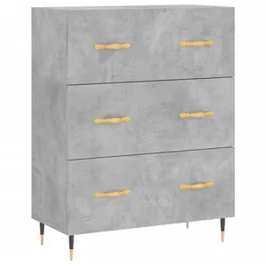 vidaXL Buffet haut Gris béton 69,5x34x180 cm Bois d'ingénierie pas cher