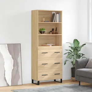 vidaXL Highboard chêne Sonoma 69,5x34x180 cm Matériau dérivé du bois pas cher
