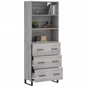 vidaXL Buffet haut Sonoma gris 69,5x34x180 cm Bois d'ingénierie pas cher