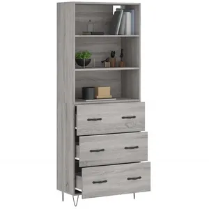 vidaXL Buffet haut Sonoma gris 69,5x34x180 cm Bois d'ingénierie pas cher