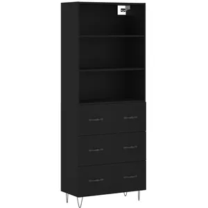 vidaXL Buffet haut Noir 69,5x34x180 cm Bois d'ingénierie pas cher