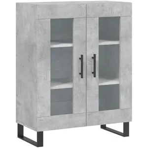 vidaXL Buffet haut Gris béton 69,5x34x180 cm Bois d'ingénierie pas cher