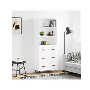 vidaXL Buffet haut Blanc 69,5x34x180 cm Bois d'ingénierie pas cher