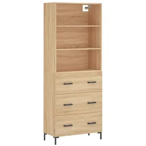 vidaXL Buffet haut Chêne sonoma 69,5x34x180 cm Bois d'ingénierie pas cher