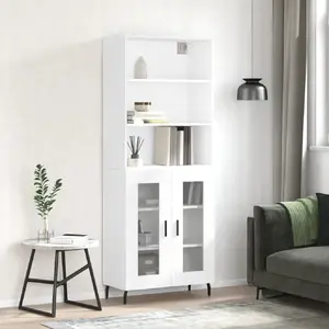 vidaXL Buffet haut Blanc 69,5x34x180 cm Bois d'ingénierie pas cher