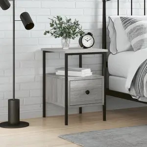 vidaXL Table de chevet sonoma gris 34x36x50 cm bois d'ingénierie pas cher
