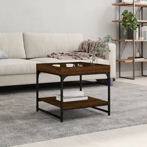 vidaXL Table basse chêne marron 49,5x49,5x45 cm bois d'ingénierie pas cher
