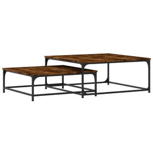 vidaXL Tables basses gigognes 2 pcs chêne fumé bois d'ingénierie pas cher