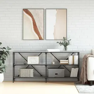 vidaXL Table console sonoma gris 160x30x75 cm bois d'ingénierie et fer pas cher