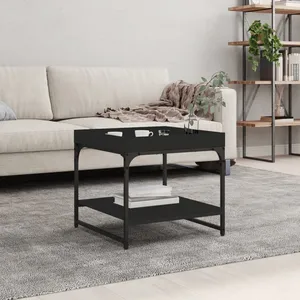 vidaXL Table basse noir 49,5x49,5x45 cm bois d'ingénierie pas cher