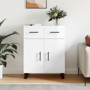 vidaXL Buffet Blanc brillant 69,5x34x90 cm Bois d'ingénierie pas cher
