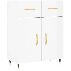 vidaXL Buffet Blanc brillant 69,5x34x90 cm Bois d'ingénierie pas cher