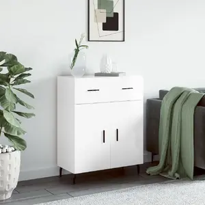 vidaXL Buffet Blanc brillant 69,5x34x90 cm Bois d'ingénierie pas cher