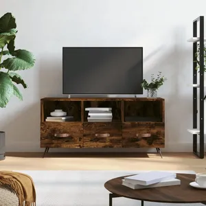 vidaXL Meuble TV chêne fumé 102x36x50 cm bois d'ingénierie pas cher