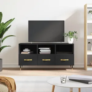 vidaXL Meuble TV noir 102x36x50 cm bois d'ingénierie pas cher