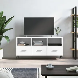 vidaXL Meuble TV blanc 102x36x50 cm bois d'ingénierie pas cher
