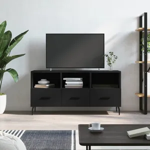 vidaXL Meuble TV noir 102x36x50 cm bois d'ingénierie pas cher