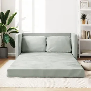 Comparateur de prix : vidaXL Canapé-lit 2 en 1 gris clair 122x204x55 cm velours