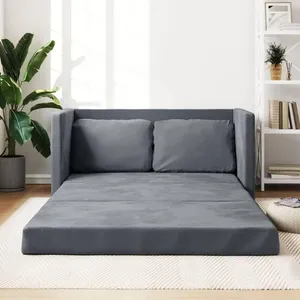 Comparateur de prix : vidaXL Canapé-lit 2 en 1 gris foncé 122x204x55 cm velours