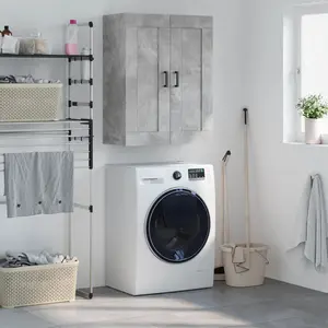 vidaXL Armoire murale gris béton 69,5x34x90 cm bois d'ingénierie pas cher