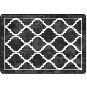 Comparateur de prix : vidaXL Tapis lavable noir et blanc 160x230 cm antidérapant