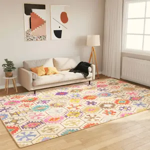 vidaXL Tapis lavable multicolore 190x300 cm antidérapant pas cher