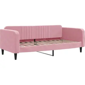 Vidaxl lit de repos rose 90x200 cm velours pas cher