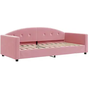 Lit de repos sans matelas rose 90x200 cm velours Vidaxl Rose pas cher