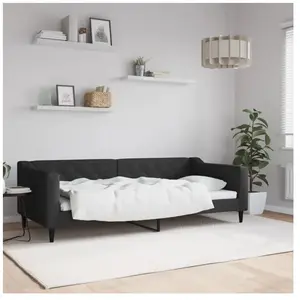 vidaXL Lit de repos noir 90x200 cm tissu pas cher