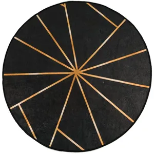 Comparateur de prix : vidaXL Tapis lavable noir et doré Ø 120 cm antidérapant