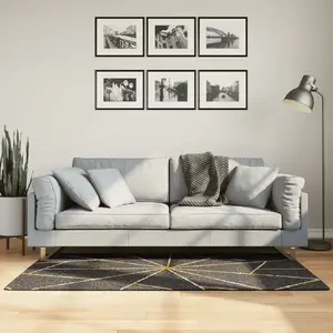 Comparateur de prix : vidaXL Tapis lavable noir et doré 80x150 cm antidérapant
