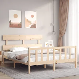 vidaXL Cadre de lit avec tête de lit 160x200 cm bois massif pas cher