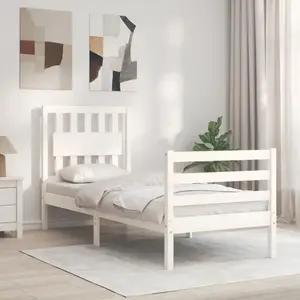 vidaXL Cadre de lit sans matelas blanc bois massif pas cher